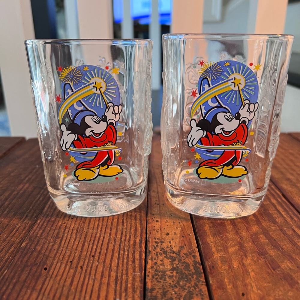 Pair of Vintage 2000 Sorcerer Mickey Mouse Tumblers